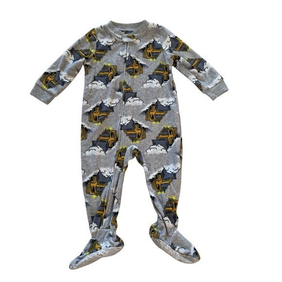 Carter’s Construction Trucks Fleece Pajama Footed Sleeper Zippy Baby Boy 18M - Picture 1 of 4